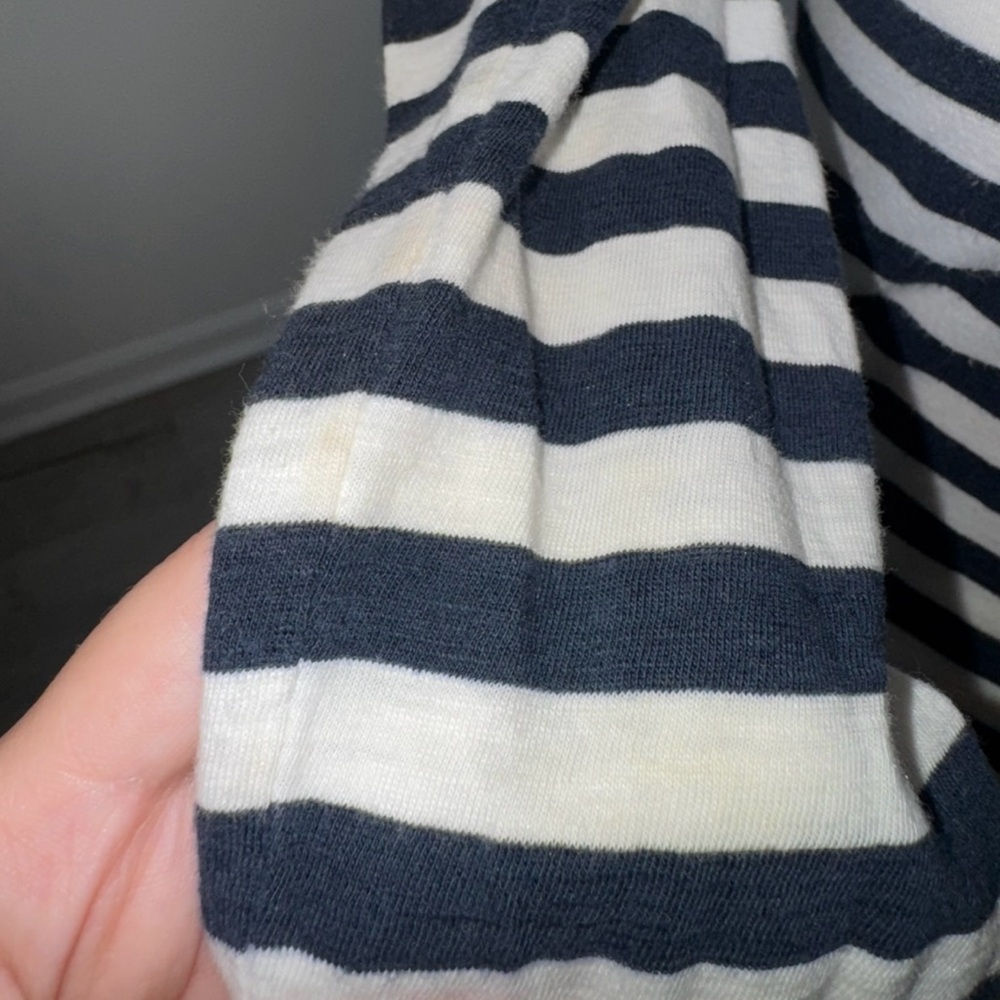 Hollister Navy White Striped V Neck Long Sleeve Tee Medium Y2K Stains - Picture 5 of 12